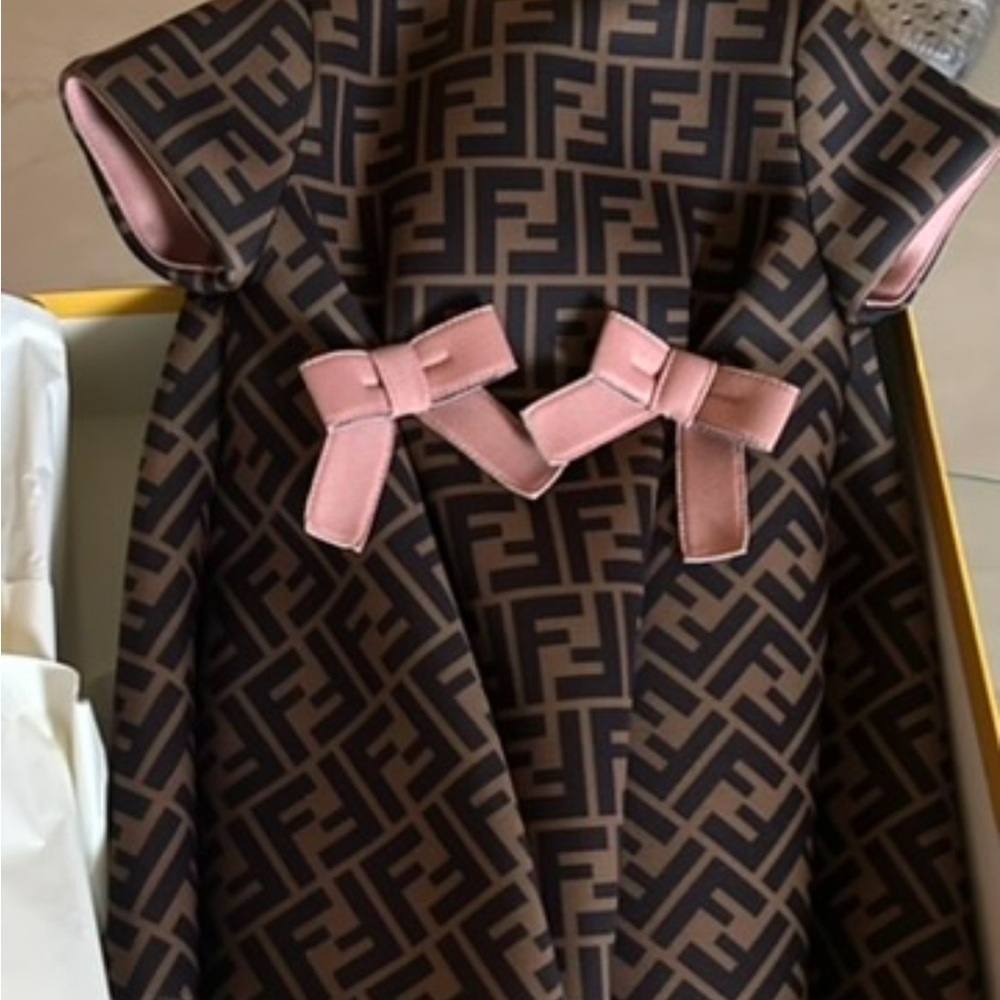 Fendi Logo Dress with Pink Bow Accents